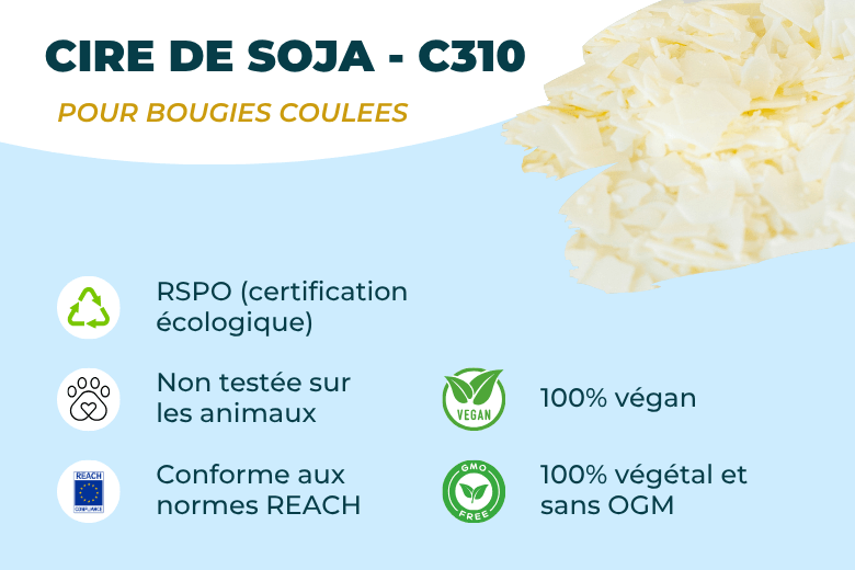 Cire de soja Européenne et sans OGM pour la fabrication de bougies coulées