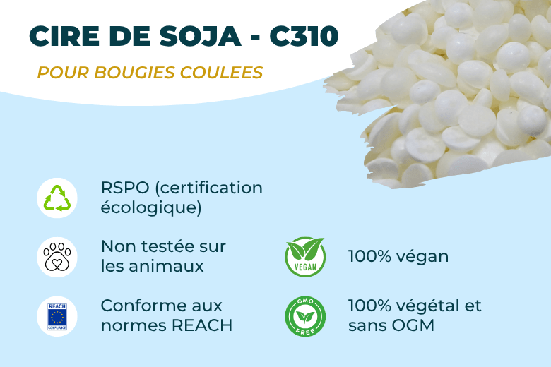 Cire de soja Européenne et sans OGM pour la fabrication de bougies coulées