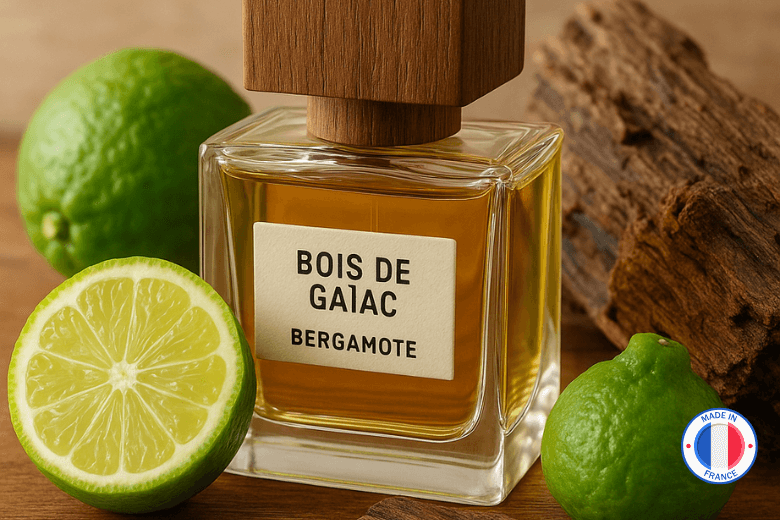 Parfum de Grasse sans CMR senteur Bois de Gaïac Bergamote pour la création de bougies