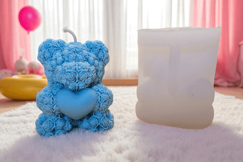 Moule en silicone pour bougies "amour de nounours / grand modèle"