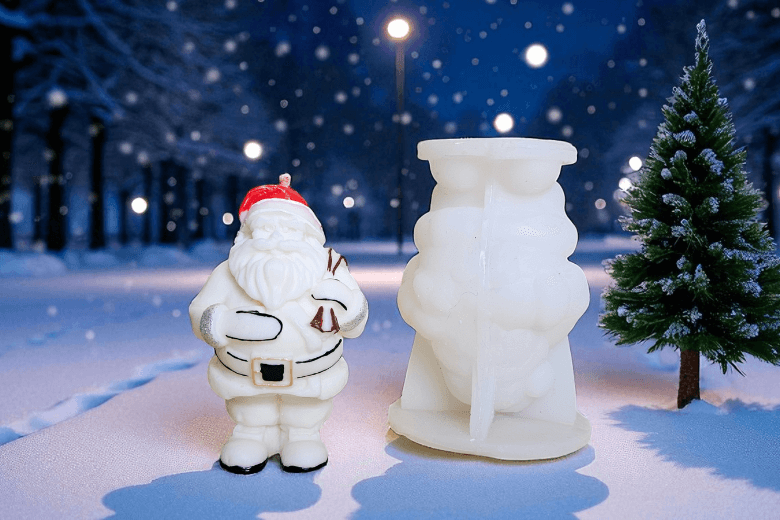 Moule en silicone père Noël pour bougies sur le thème ambiance festive