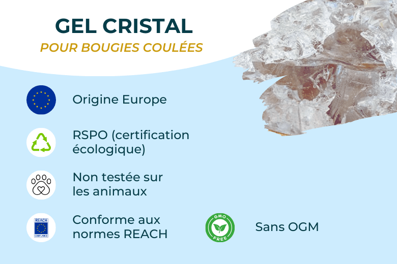 Gel cristal pour la fabrication de bougies artisanales en gel, avec possibilité de parfumer
