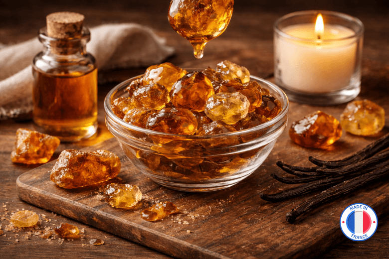 Vente de parfum pour bougies Ambre fabriqué à Grasse sans CMR et phtalates