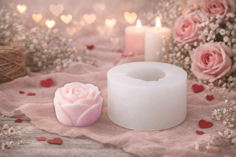 Moule Bougie Pétales de Rose en Silicone - des créations  Artisanales
