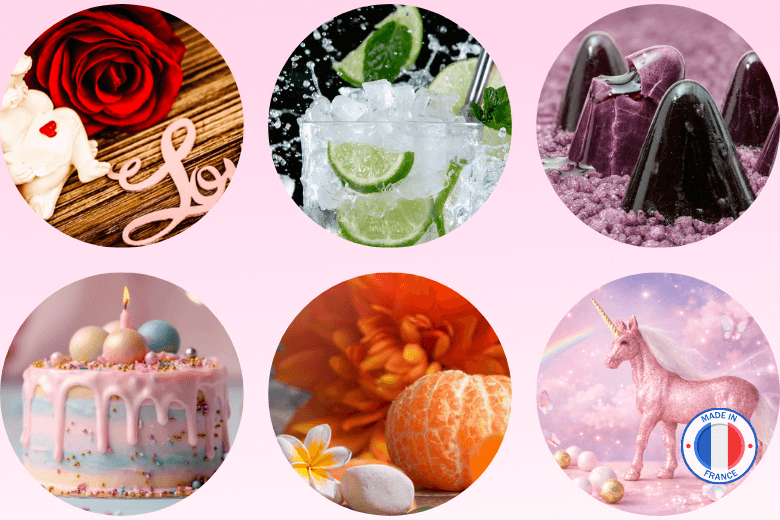Pack de 6 parfums Girly pour la fabrication de bougies et de fondants parfumés