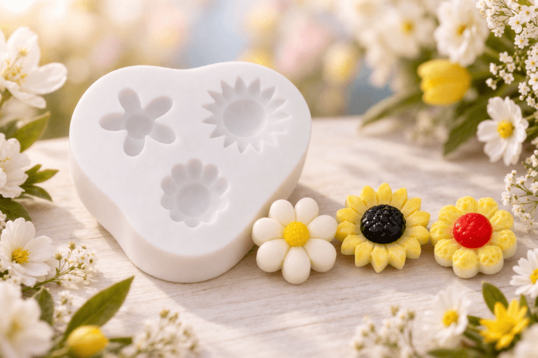 Moule en silicone 3 fleurs décoratives pour sublimer vos bougies artisanales