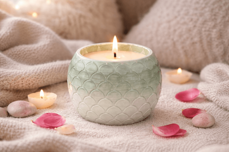 Moule silicone pot à bougie écailles de poisson Jesmonite