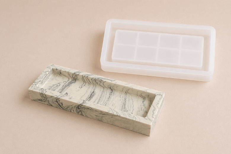 Moule silicone récipient rectangulaire pour Jesmonite