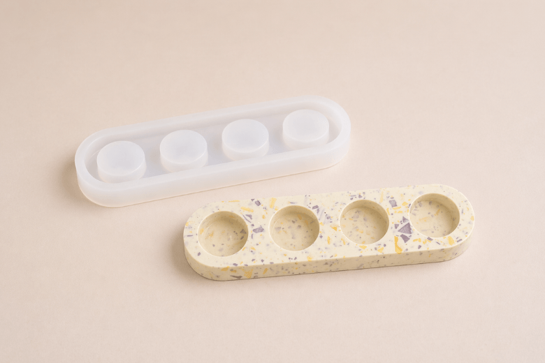 Moule silicone bougies chauffe-plat rondes pour Jesmonite