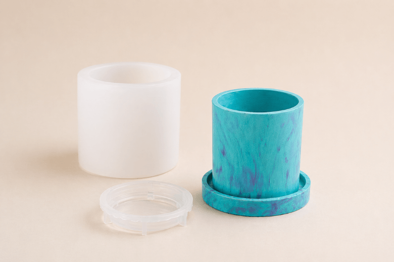 Moule silicone pot à bougie avec socle Jesmonite