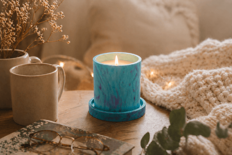 Moule silicone pot à bougie avec socle Jesmonite