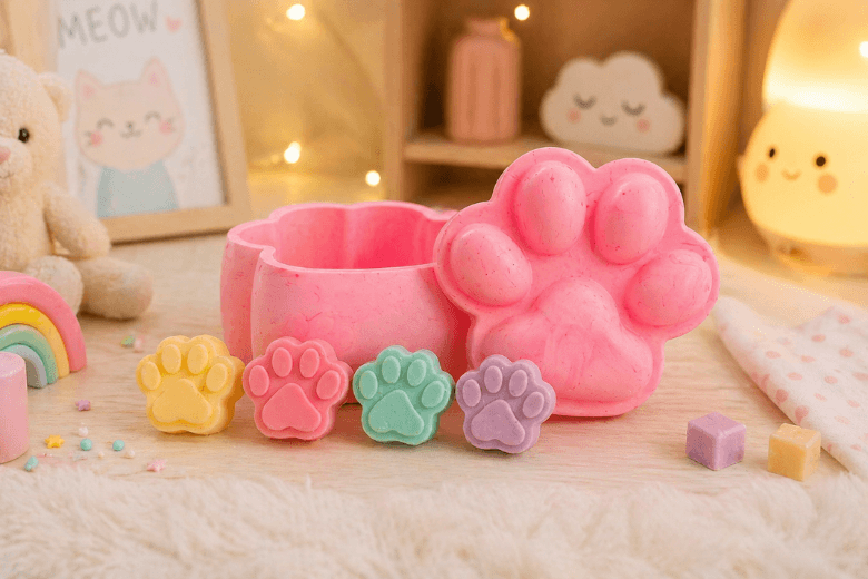 Moule silicone boîte patte de chat avec couvercle Jesmonite
