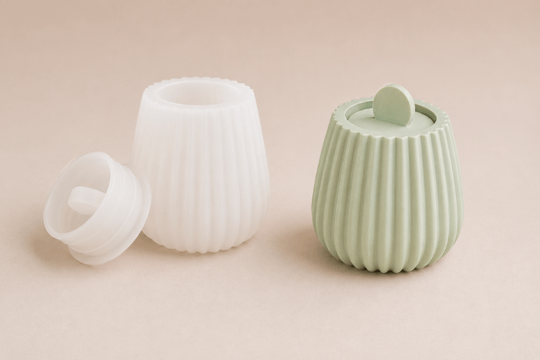 Moule silicone pot à bougie rayures fines pour Jesmonite