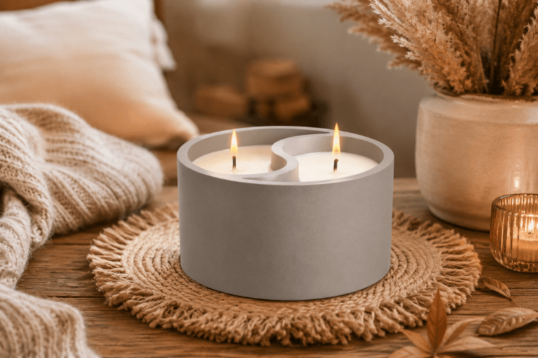 Moule Silicone Ying Yang pour Pot à bougie déco en Jesmonite