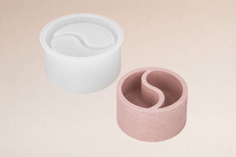 Moule Silicone Ying Yang pour Pot à bougie déco en Jesmonite