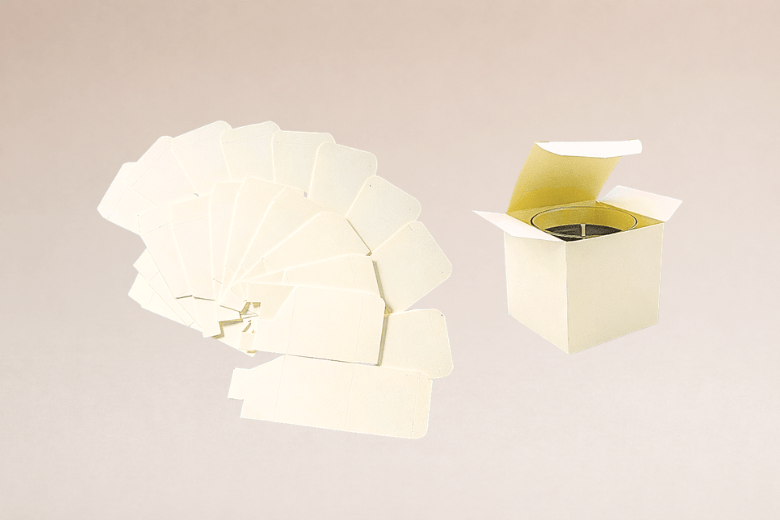Boîtes écrues 9cmx9cmx9cm pour bougie - Emballage à monter