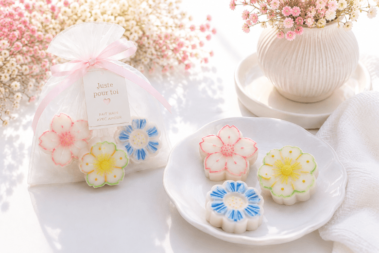 Moule silicone 4 fleurs pour la création de fondants parfumés