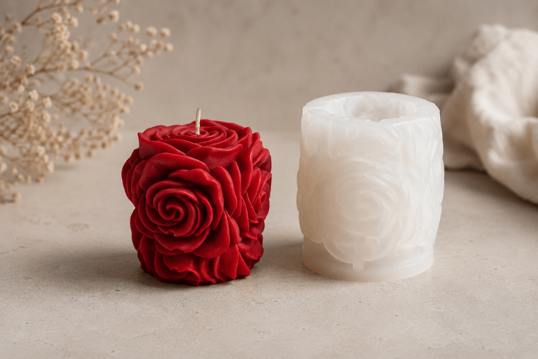 Moule silicone "La vie en rose" pour la fabrication de bougies moulées et parfumées
