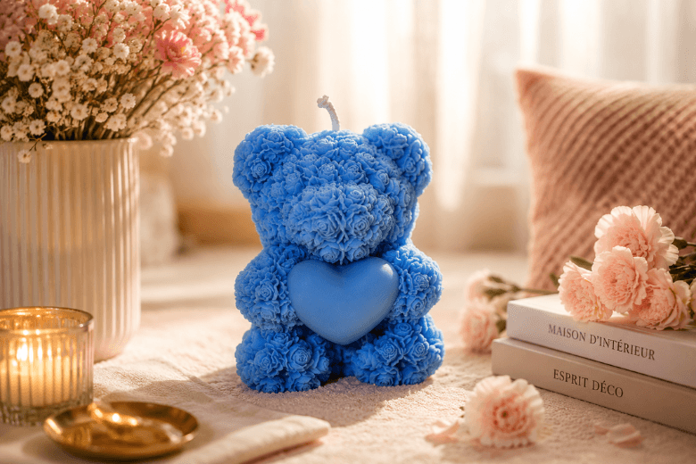 Moule en silicone pour bougies "amour de nounours / grand modèle"