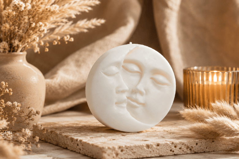 Moule silicone en forme de visage de lune et de soleil facile à démouler