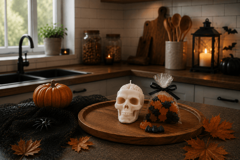 Moule en silicone tête de mort pour des bougies à Halloween