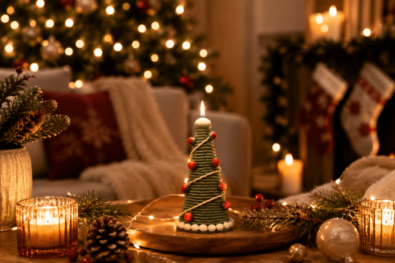 Moule sapin de Noel originale avec ses formes arrondies pour la fabrication de bougies.
