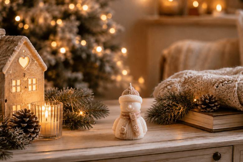 Moule silicone pour bougies bonhomme des neiges facile à démouler