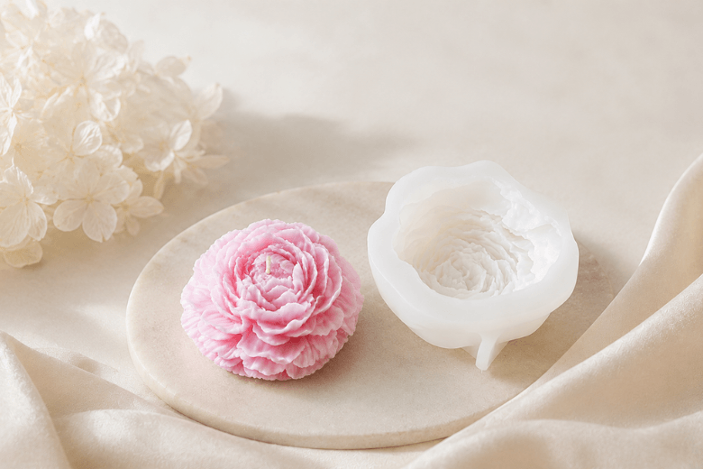 Moule pivoine en silicone pour bougies artisanales