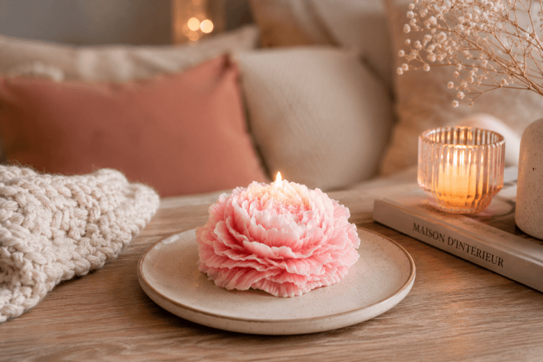 Moule pivoine en silicone pour bougies artisanales