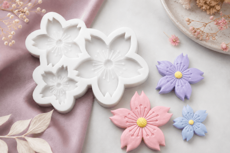 Moule 3 Fleurs de Cerisier en Silicone pour bougies décoratives