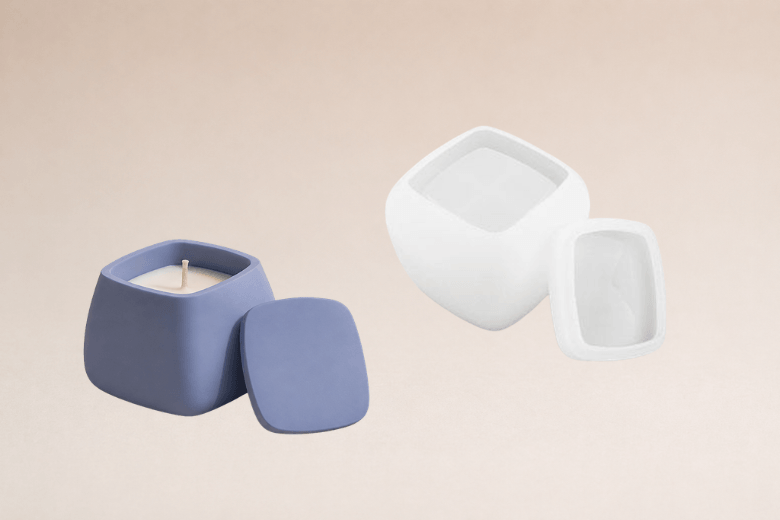 Moule Pot carré avec couvercle en silicone pour Jesmonite