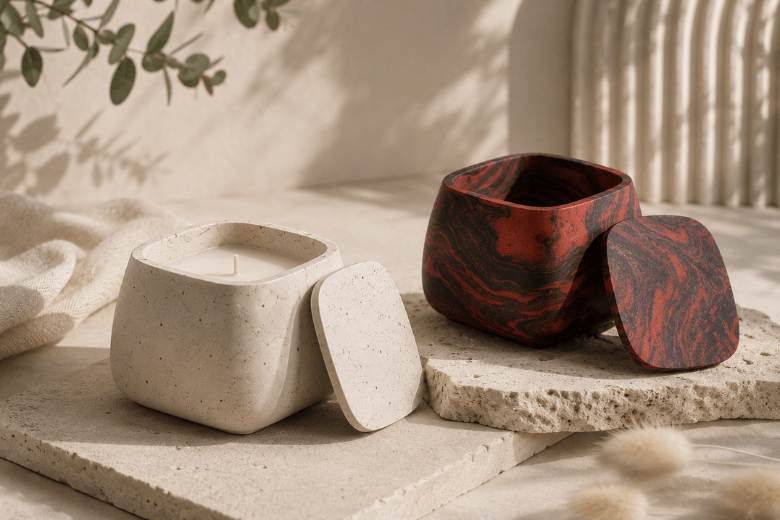 Moule Pot carré avec couvercle en silicone pour Jesmonite
