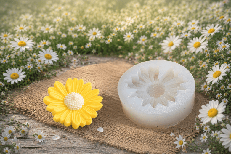 Moule silicone Marguerite pour des Bougies florales artisanales