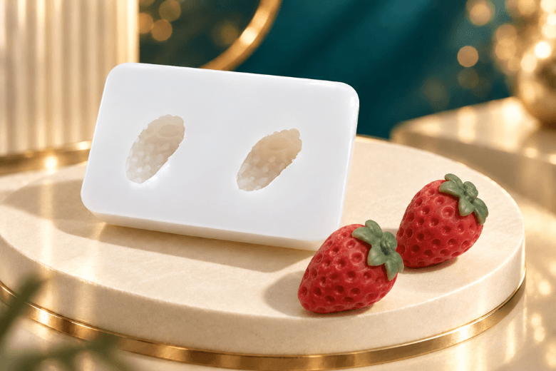 Moule en silicone 2 petites fraises pour bougies