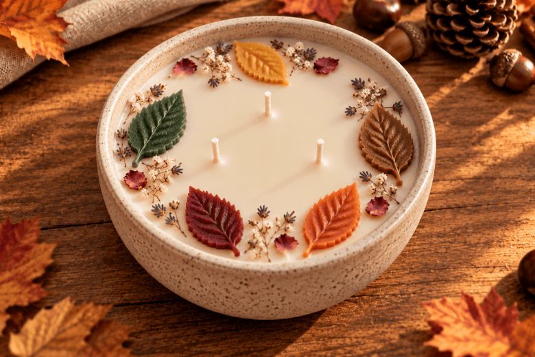 Moule en silicone feuilles décoratives pour bougies