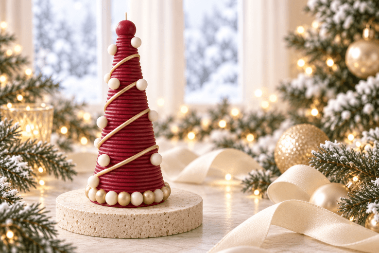 Moule sapin de Noel originale avec ses formes arrondies pour la fabrication de bougies.