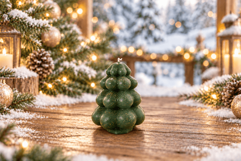 Moule silicone pour bougies en forme d'arbre de Noel élégant.