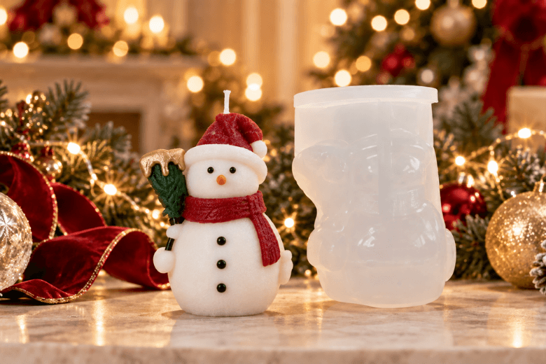 Moule silicone pour bougies bonhomme de neige