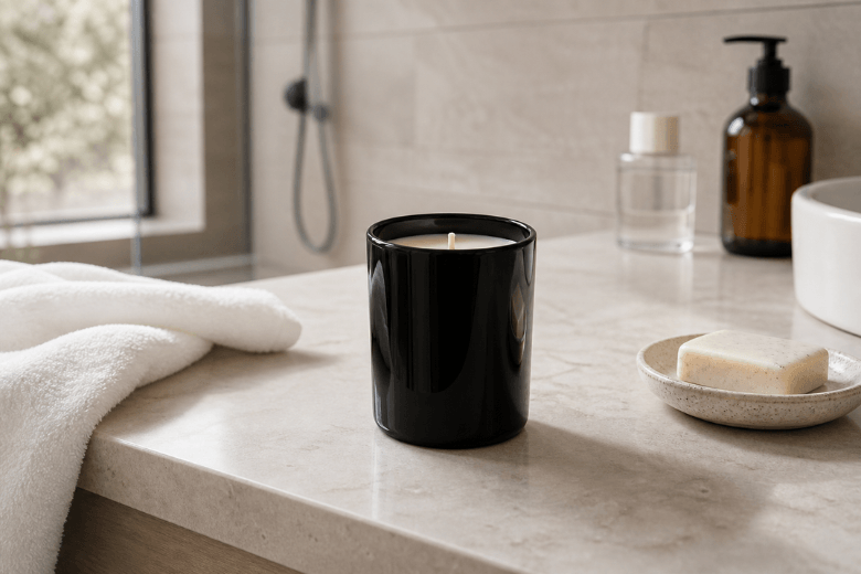 Verre noir brillant 200ML pour la fabrication de bougies parfumées.