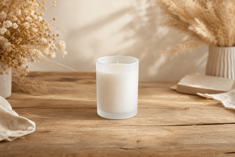 Verre blanc givré 200ml pour la fabrication de bougies coulées.