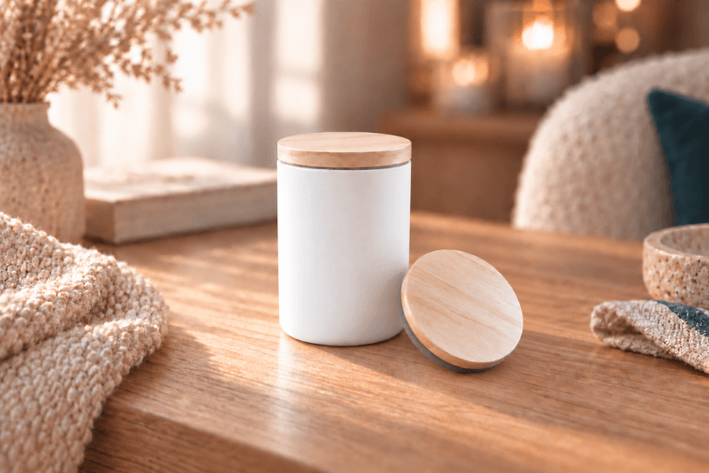 Couvercle en bois - diamètre 7cm pour contenants à bougies