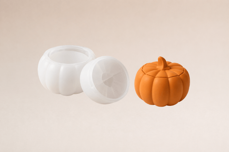 Moule en silicone pot citrouille pour création en Jesmonite et résine